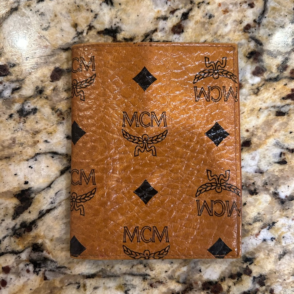 MCM Monogram Leather Cardholder Wallet Brown